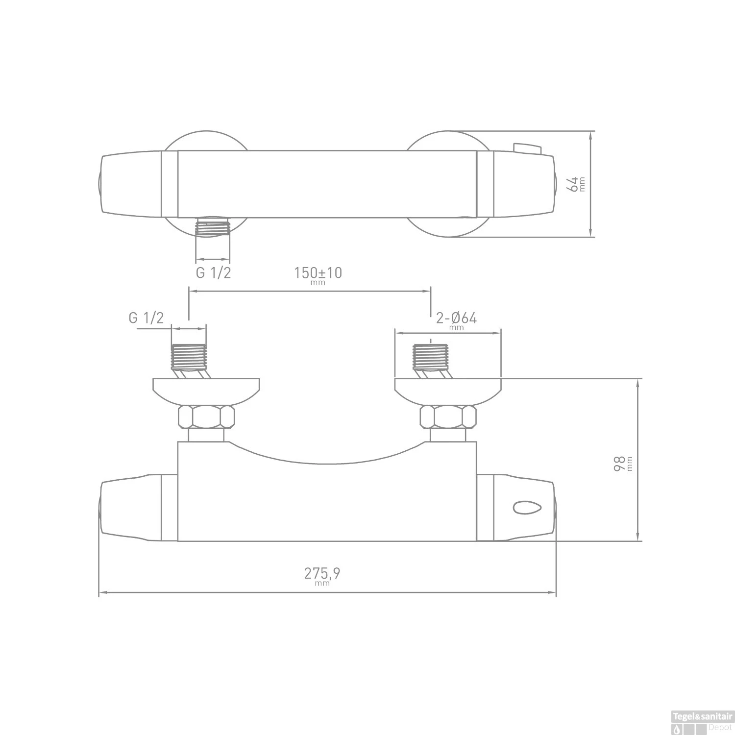 Douchekraan Thermostatisch VM Surf Met Temperatuur Beveiliging Chroom 2 Douchekraan Thermostatisch VM Surf Met Temperatuur Beveiliging Chroom - Afbeelding 2