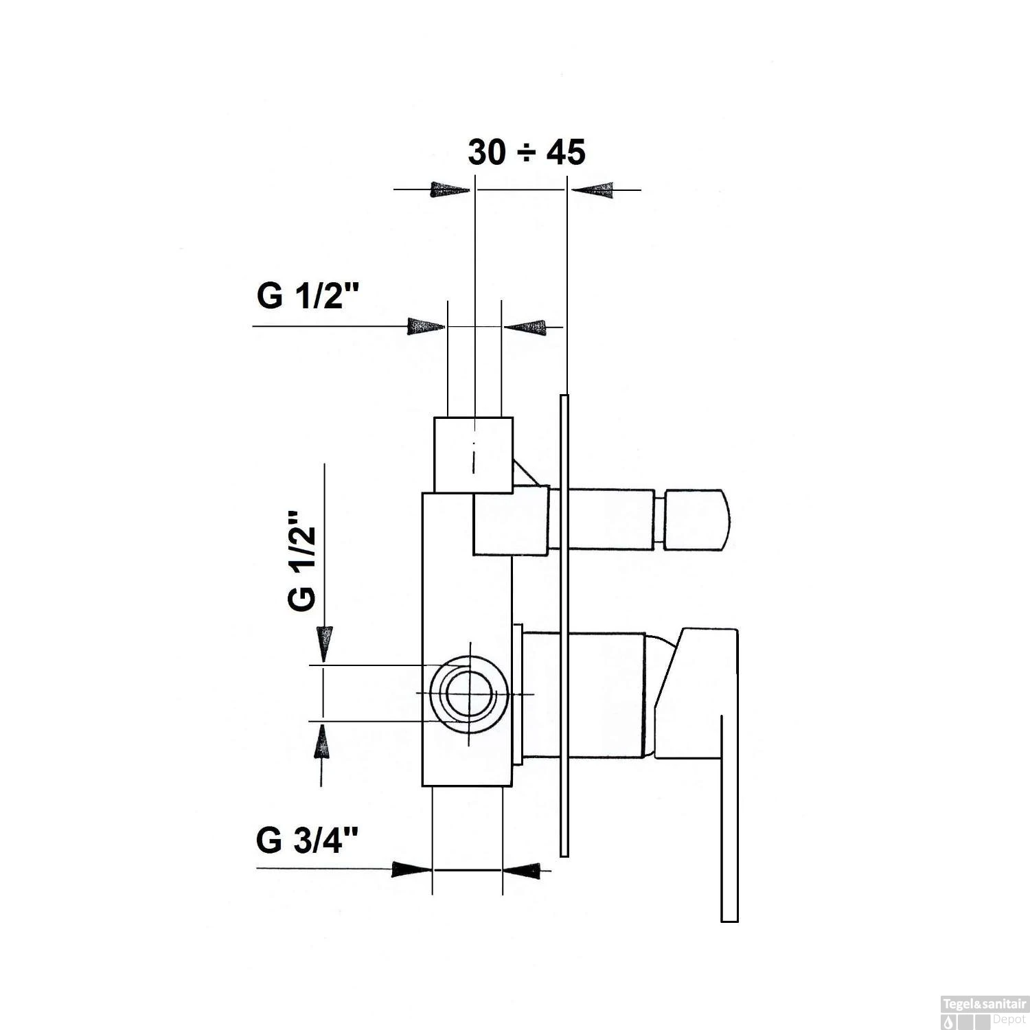 Douchekraan Inbouw Sapho Dandy Mengkraan Afbouwdeel 2-weg Chroom (incl. Inbouwdeel) 3 Douchekraan Inbouw Sapho Dandy Mengkraan Afbouwdeel 2-weg Chroom (incl. Inbouwdeel) - Afbeelding 3