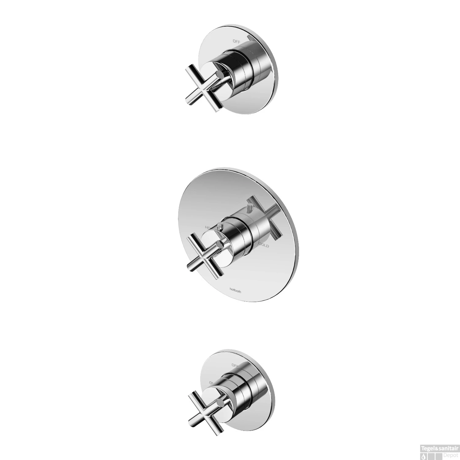 Douchethermostaat Hotbath Chap Inbouw 2 Stopkranen Kruisgreep Chroom (excl. Inbouwdeel) 2 Douchethermostaat Hotbath Chap Inbouw 2 Stopkranen Kruisgreep Chroom (excl. Inbouwdeel) - Afbeelding 2