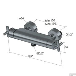Douchethermostaat Hotbath Chap Opbouw Onderaansluiting 2-kruisgreep Chroom OUTLET -ALLIBERT Winkel c008cr douchethermostaat hotbath chap opbouw onderaansluiting 2 kruisgreep chroom tech 1