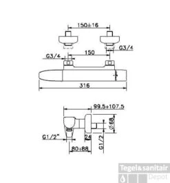 Huber Icon Douchethermostaatkraan Chroom 880.01H.CR