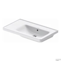 Wastafel Duravit D-Neo WonderGliss Rand Overloop Kraanvlak Zonder Kraangat 80 Cm Hoogglans Wit Rechts