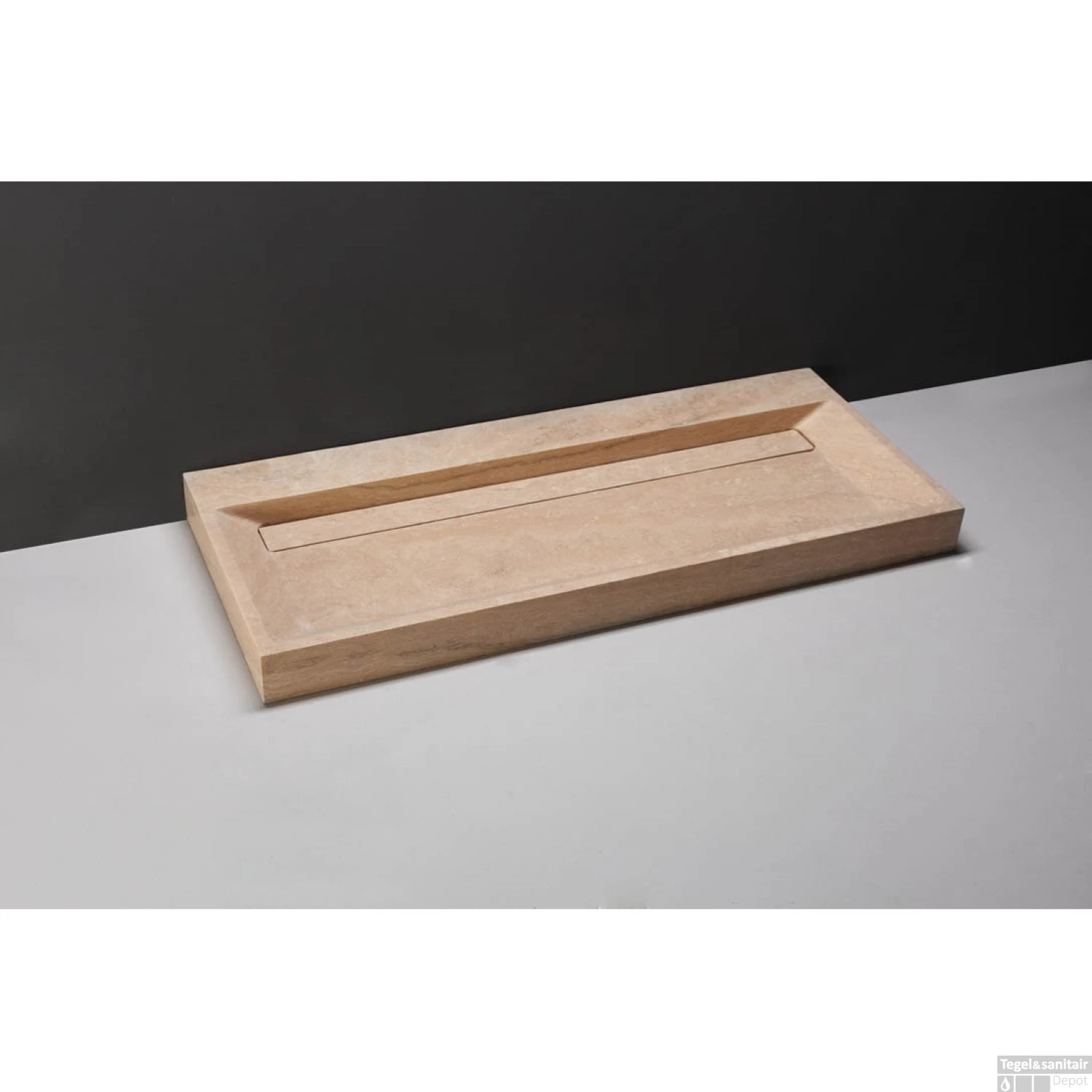 Wastafel Forzalaqua Bellezza Travertin Gezoet 120,5x51,5x9 Cm Zonder Kraangat