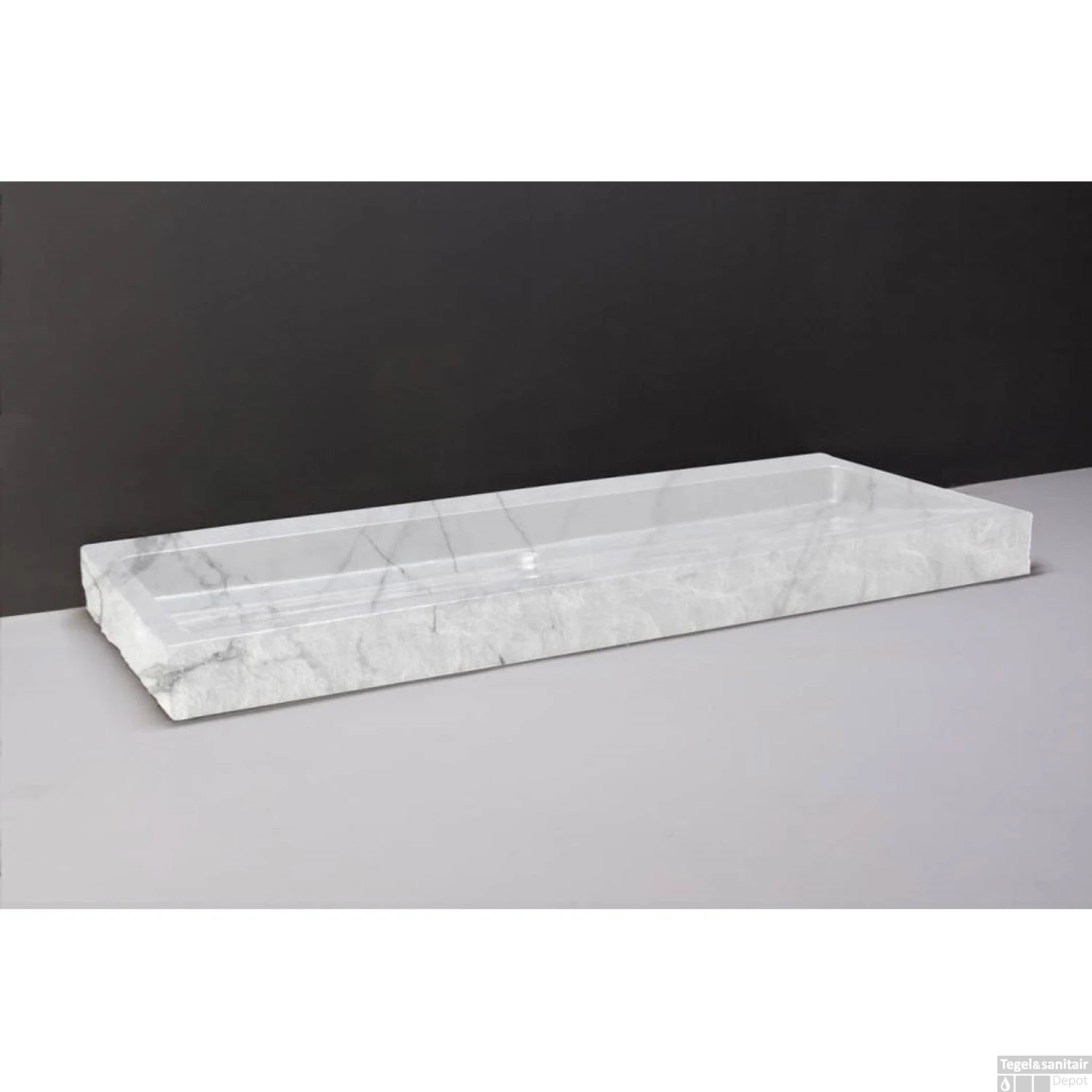 Wastafel Forzalaqua Palermo Carrara Gepolijst & Gekapt 120,5x51,5x9 Cm 2 Kraangaten