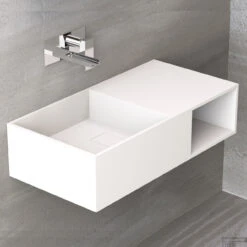 Wastafel Ideavit Solidplan 80x40x20 Cm Solid Surface Mat Wit