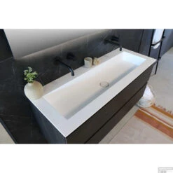 Wastafel Ink Kraft Polystone 2 Kraangaten 120 Cm Mat Wit