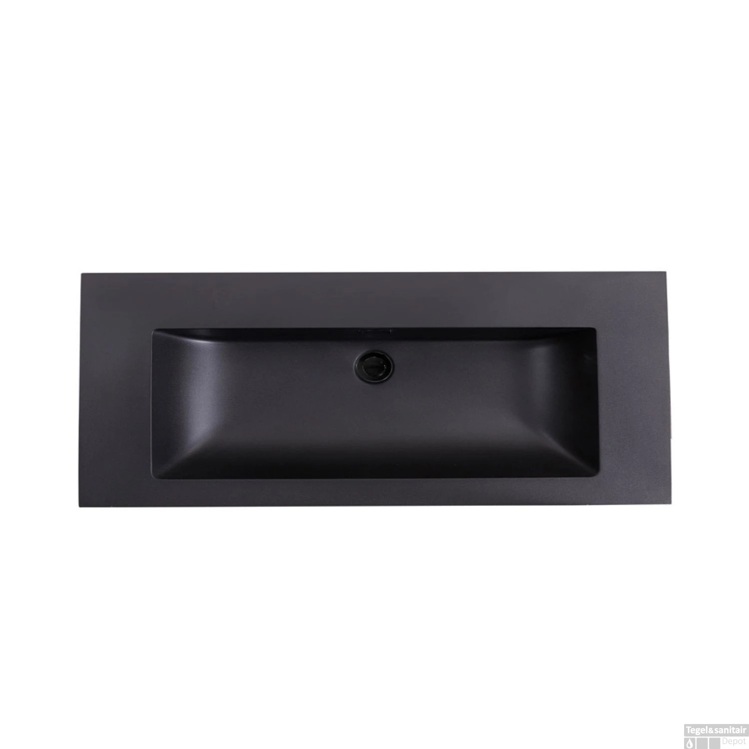 Wastafel Sanilux Quartz Classic 120x47x3 Cm Enkel Mat Zwart (0 Kraangaten) - Afbeelding 2